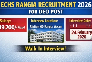ECHS Rangia Recruitment 2026 for DEO Post