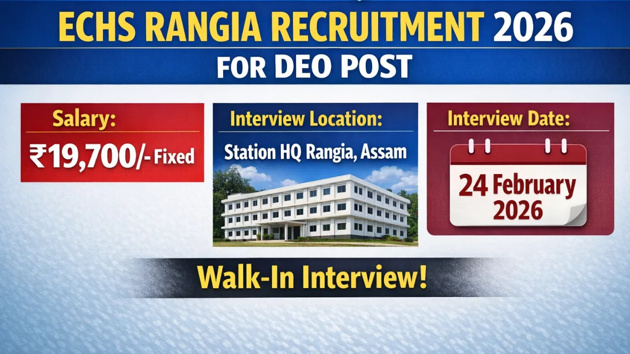 ECHS Rangia Recruitment 2026 for DEO Post