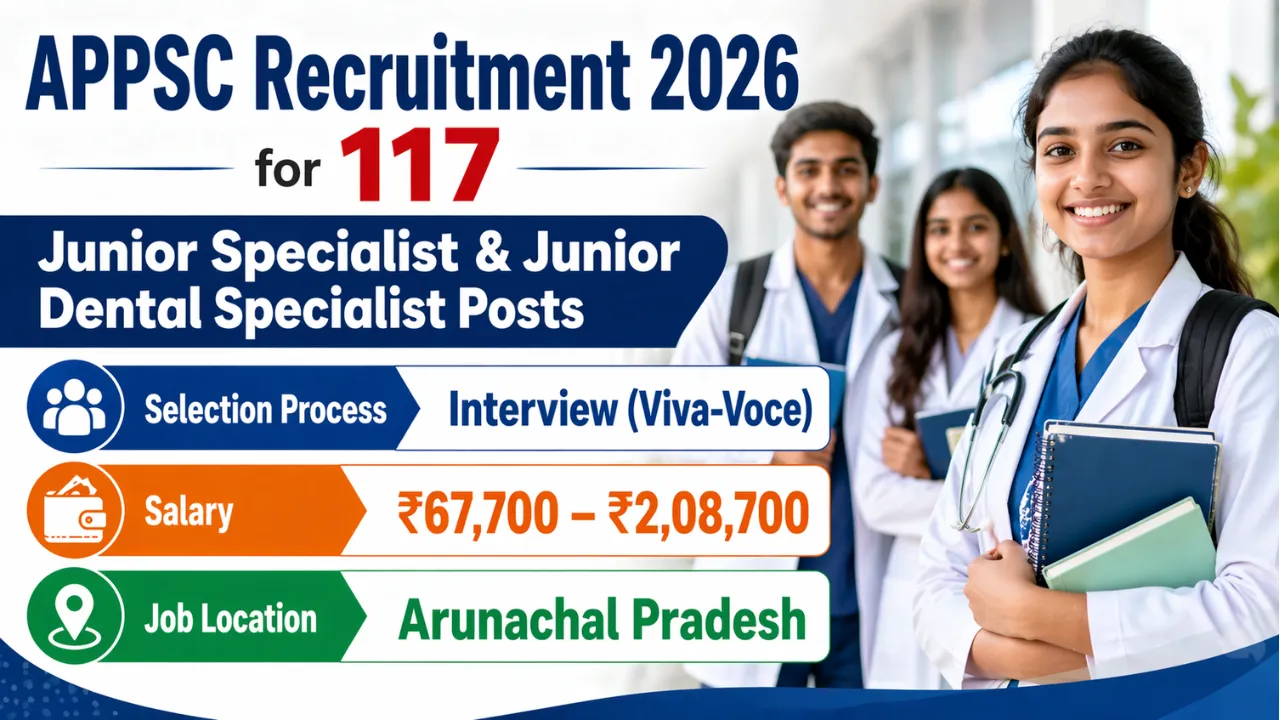 APPSC Recruitment 2026 for 117 Junior Specialist & Junior Dental Specialist Posts