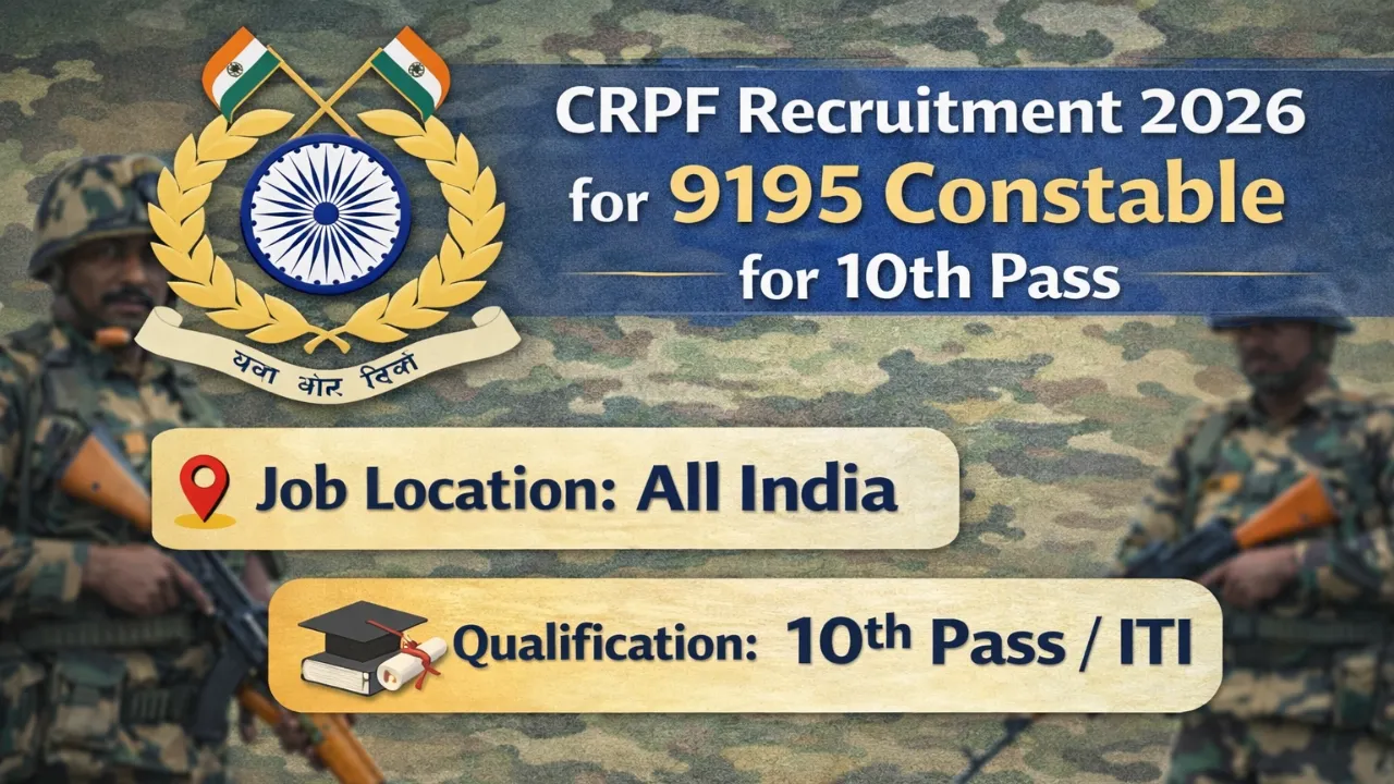 CRPF Recruitment 2026 for 9195 Constable for 10th Pass