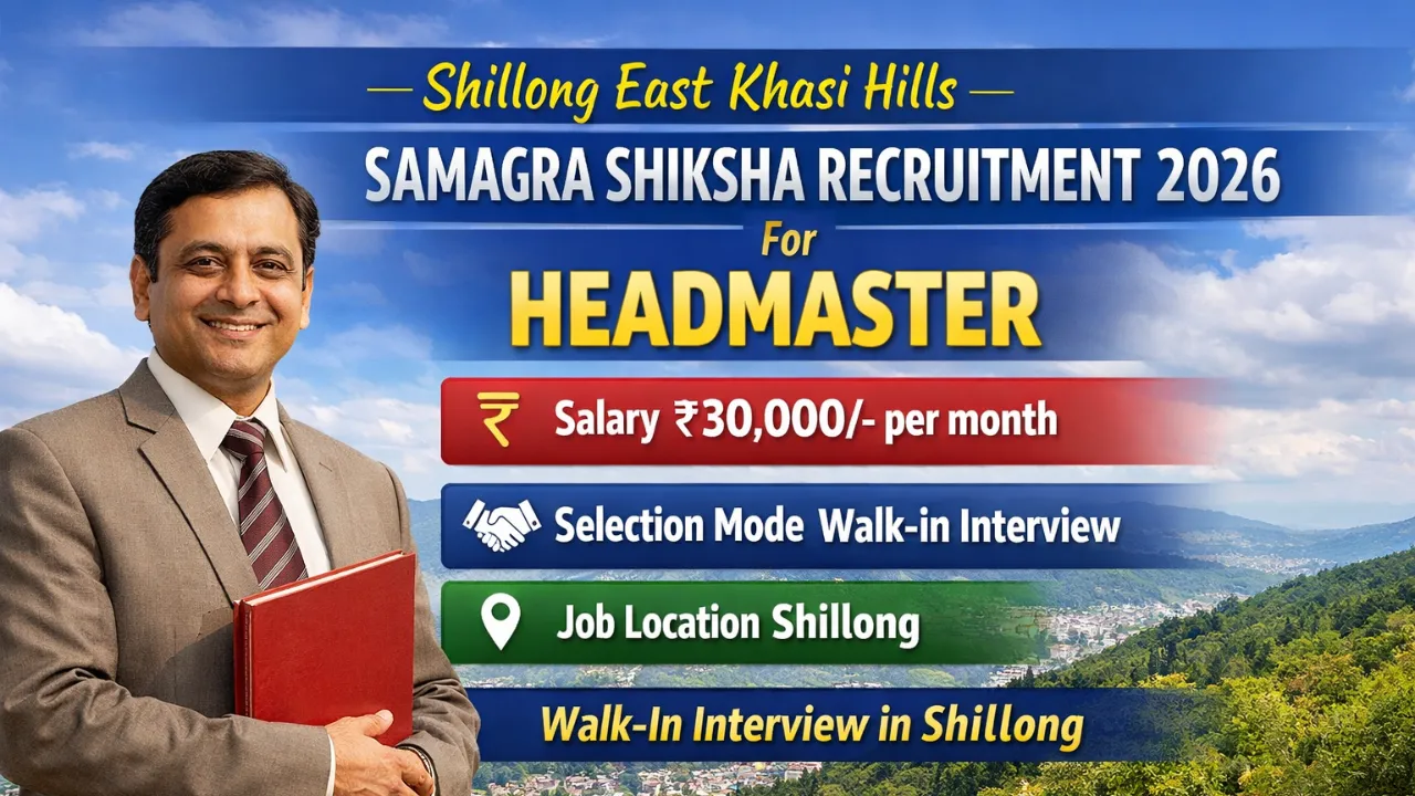 Shillong East Khasi Hills Samagra Shiksha Recruitment 2026 for Headmaster