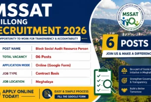 MSSAT Shillong Recruitment 2026 for 6 Posts
