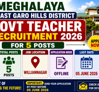 Meghalaya East Garo Hills Govt Teacher Recruitment 2026 for 5 Posts