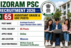 Mizoram PSC Recruitment 2026 for 65 Assistant Grade & UDC Posts
