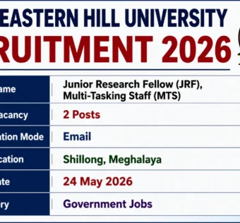 North-Eastern Hill University Recruitment 2026 for 2 Junior Research Fellow and Multi-Tasking Staff