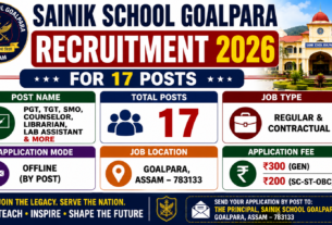 Sainik School Goalpara Recruitment 2026 for 17 Posts