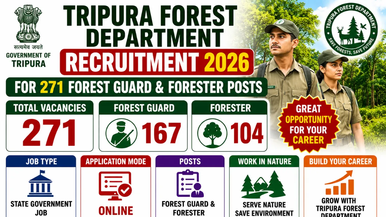 Tripura Forest Department Recruitment 2026 for 271 Forest Guard & Forester Posts