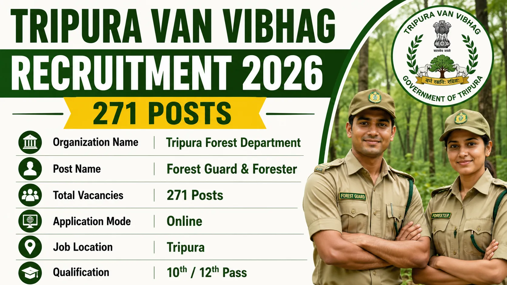 Tripura Van Vibhag Recruitment 2026 for 271 Posts