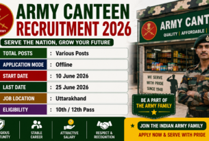 Army Canteen Recruitment 2026 for 10th Pass without Exam