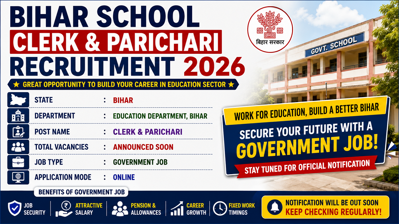 Bihar School Clerk & Parichari Recruitment 2026