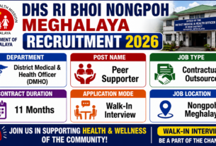 DHS Ri Bhoi Nongpoh Meghalaya Recruitment 2026 for Peer Supporter