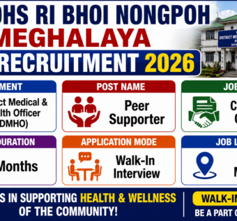 DHS Ri Bhoi Nongpoh Meghalaya Recruitment 2026 for Peer Supporter