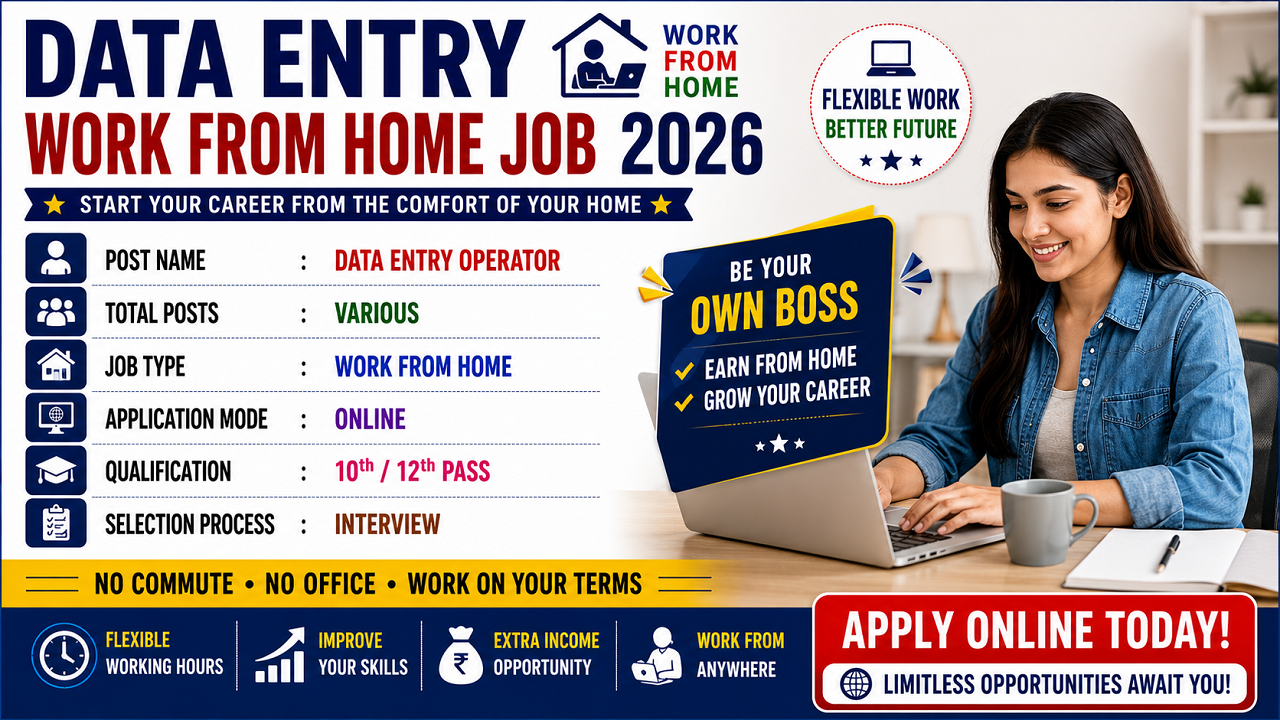 Data Entry Work From Home Job 2026 for 10th Pass without Exam