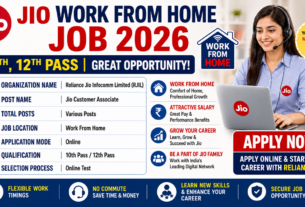 Jio Work From Home Job 2026 for 10th 12th Pass