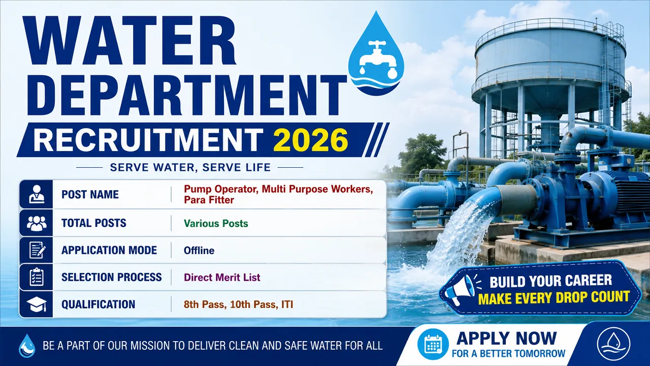 Water Department Recruitment 2026 for 10th Pass without Exam